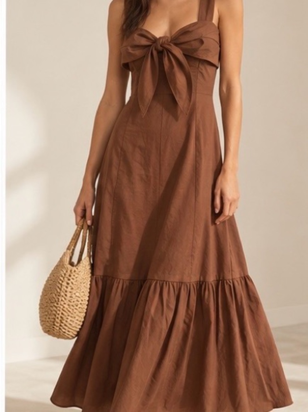 NWT Theory Tie Front Midi Dress in Cognac